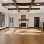 2956 River Forest Hills Great Room Ceiling Beams Fireplace