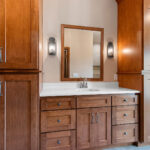 1354 Lucy Ln Owners Bathroom. Stained Maple Flat Panel Cabinets.