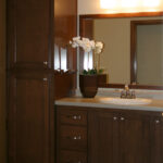 3424 Schubert Basement Bathroom Vanity. Stained Maple.