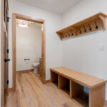 6170 Saint Patrick Mud Room. Wood Bench with Board & Coat Hooks.